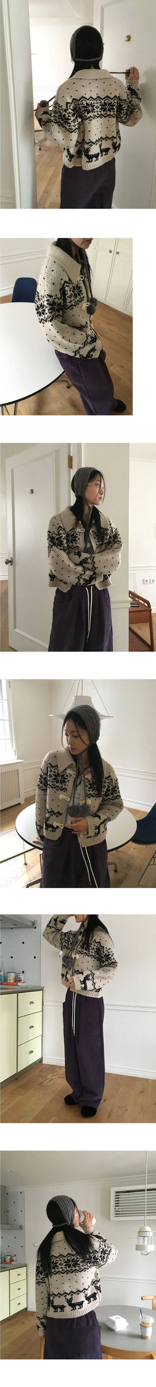 Heret Snowflake Nordic Tteokbokki Knitwear Cardigan