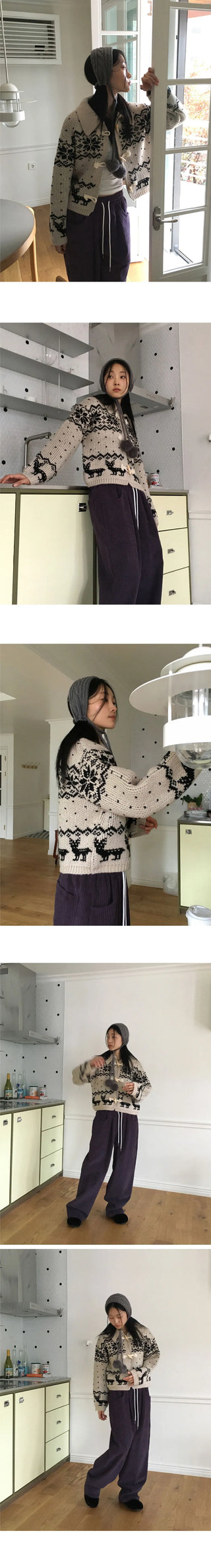Heret Snowflake Nordic Tteokbokki Knitwear Cardigan