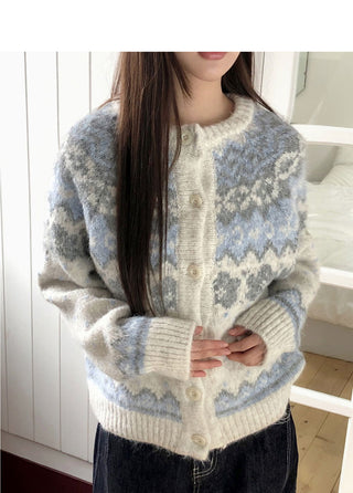 Feeder Nordic Snowflake Hairy Knitwear Cardigan
