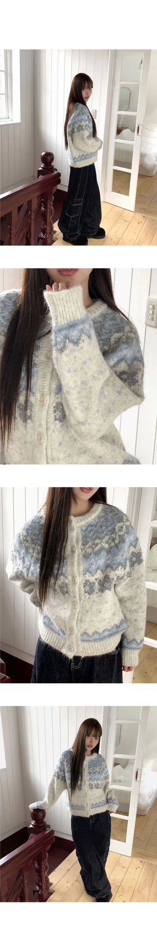 Feeder Nordic Snowflake Hairy Knitwear Cardigan