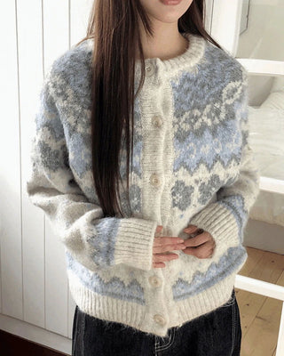 Feeder Nordic Snowflake Hairy Knitwear Cardigan
