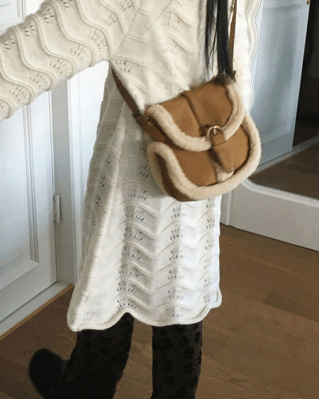 WAUG Fleece Shearling Belt Cross Bag
