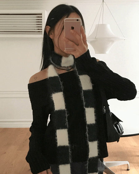 Onc mohair Striped stripe color combination long muffler scarf
