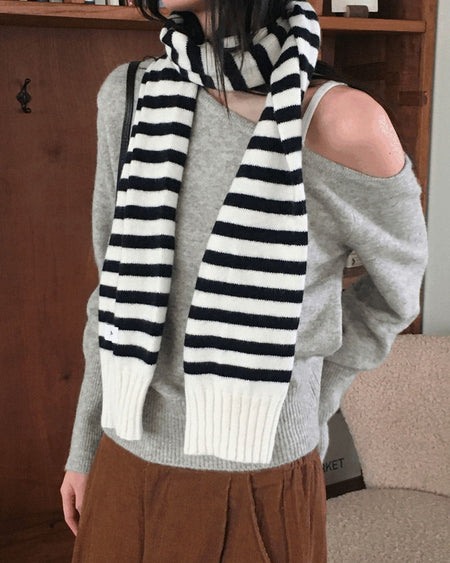 Tonin vintage color combination striped long muffler scarf