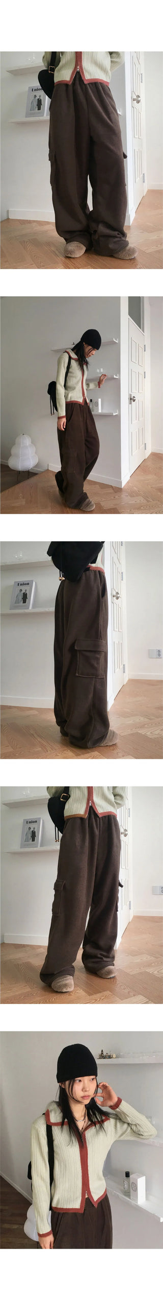 Fates Balloon Fleece Cargo Two-Way Banding Long Wide Jogger Pants