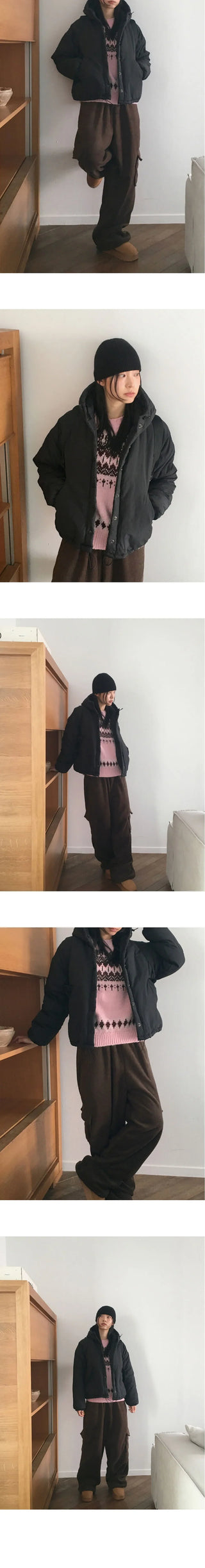 Fates Balloon Fleece Cargo Two-Way Banding Long Wide Jogger Pants