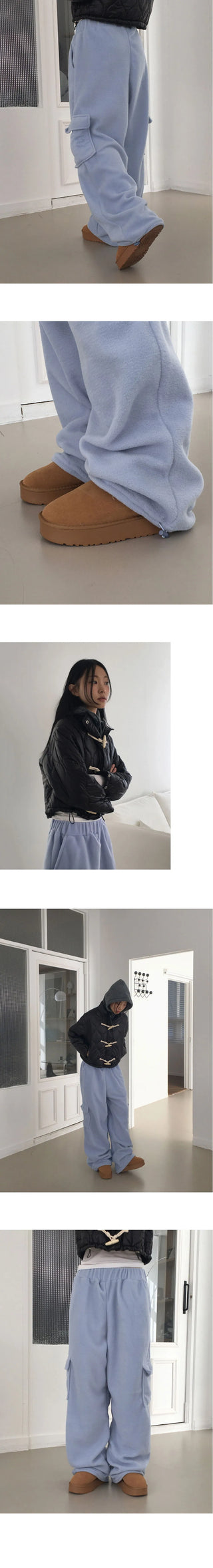 Fates Balloon Fleece Cargo Two-Way Banding Long Wide Jogger Pants