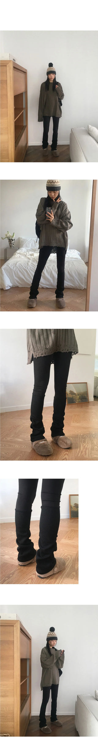 Montbell layered shirring Ribbed warmer leggings