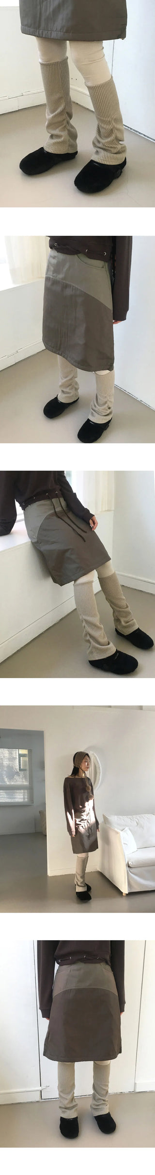 Montbell layered shirring Ribbed warmer leggings