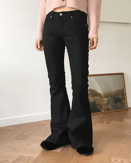 Habe low-rise slab cotton Flared pants