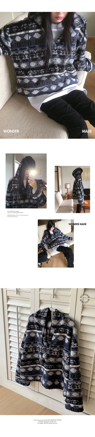 Wilson Winter Nordic Pattern Drop Loose-fit Hooded Fleece