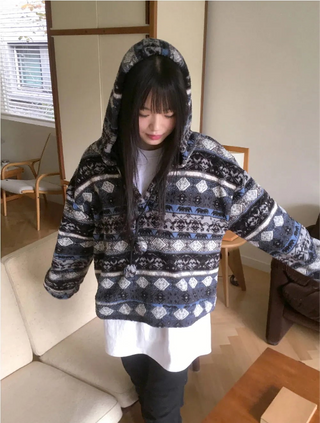 Wilson Winter Nordic Pattern Drop Loose-fit Hooded Fleece