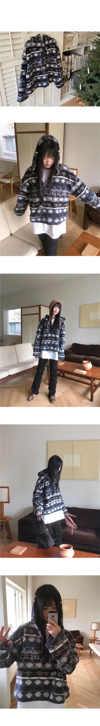 Wilson Winter Nordic Pattern Drop Loose-fit Hooded Fleece