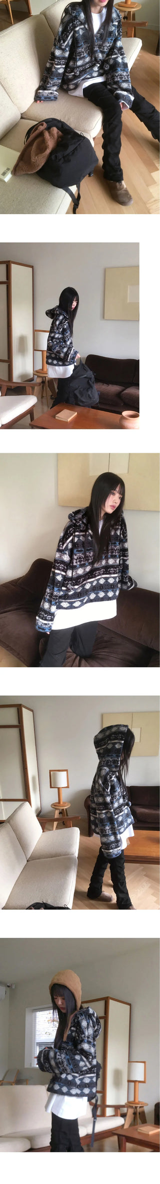 Wilson Winter Nordic Pattern Drop Loose-fit Hooded Fleece