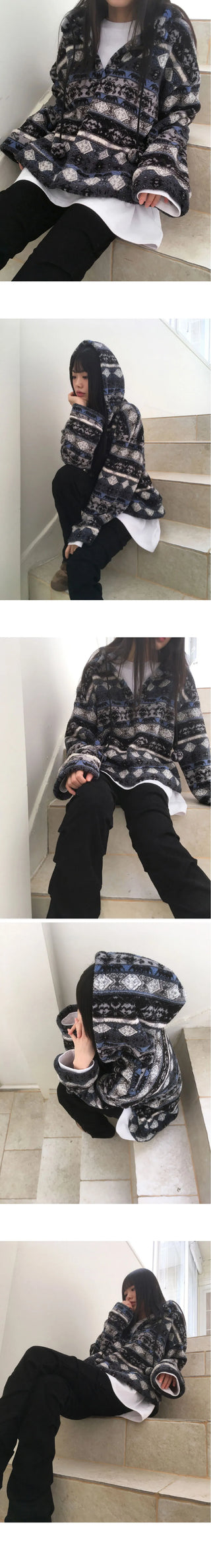 Wilson Winter Nordic Pattern Drop Loose-fit Hooded Fleece