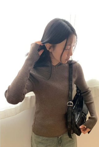 Cornet Ribbed slim fit inner long sleeve hooded sweatshirt