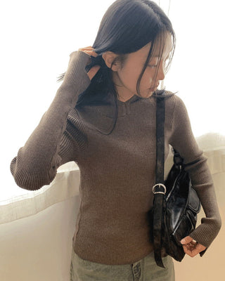 Cornet Ribbed slim fit inner long sleeve hooded sweatshirt