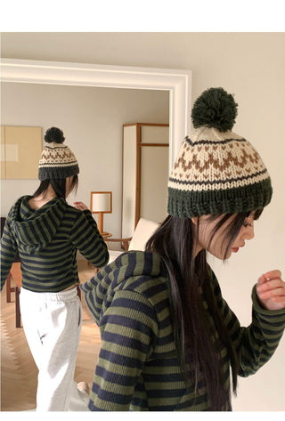 Kuning Vintage Nordic Drop Knitwear Beanie