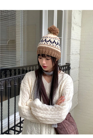 Kuning Vintage Nordic Drop Knitwear Beanie