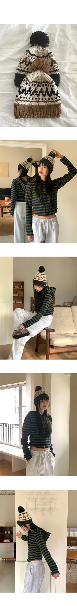 Kuning Vintage Nordic Drop Knitwear Beanie