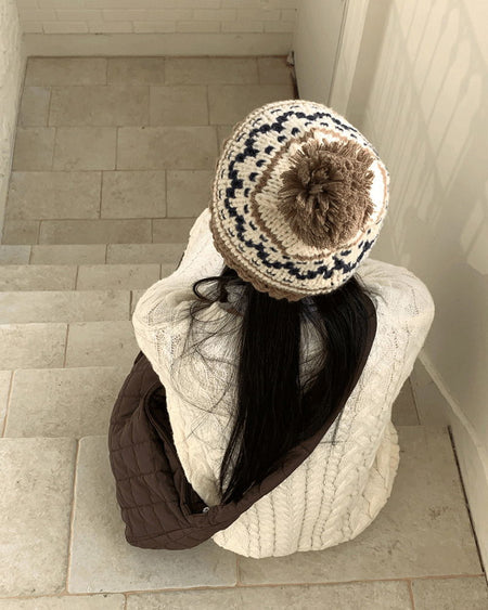 Kuning Vintage Nordic Drop Knitwear Beanie