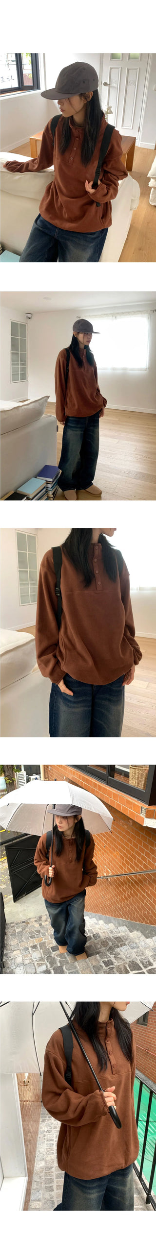 Gonia Half Button Fleece Sweatshirt