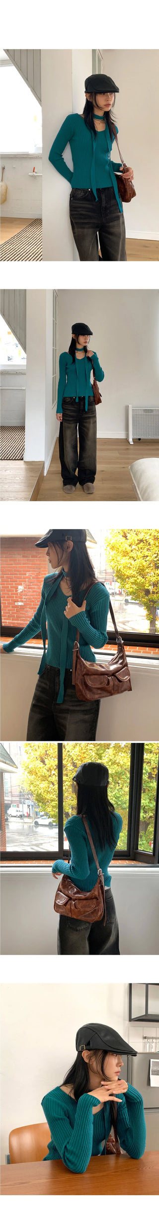 Karen Ribbed V-Neck Knitwear