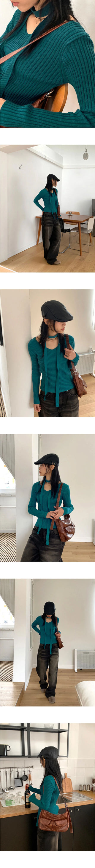 Karen Ribbed V-Neck Knitwear