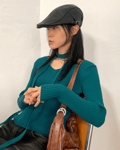 Karen Ribbed V-Neck Knitwear