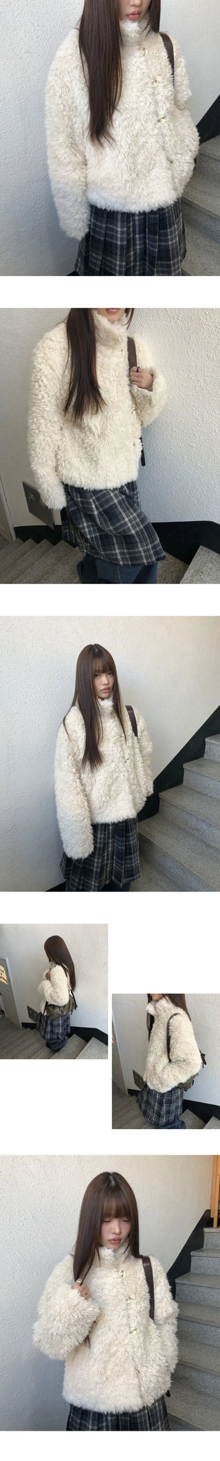 Lour High Neck Vintage Fur Jacket