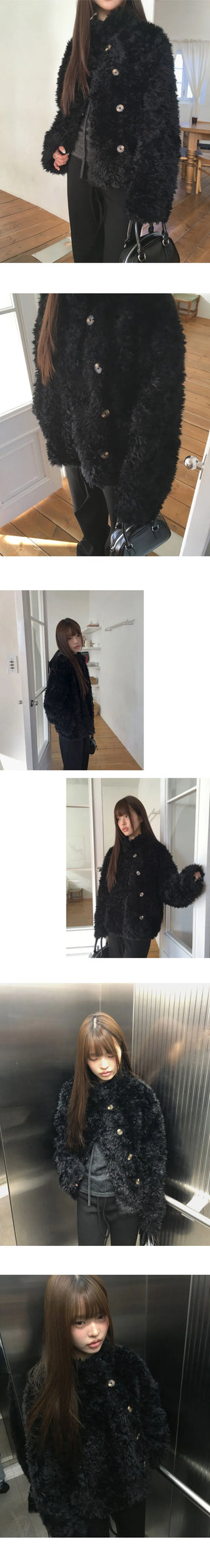 Lour High Neck Vintage Fur Jacket