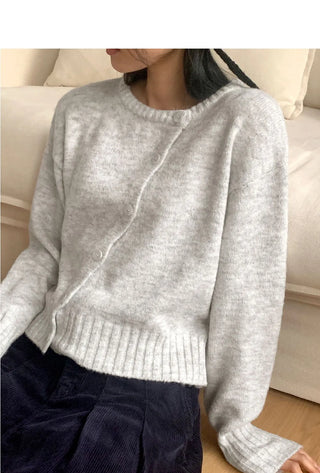 Dael Diagonal Button Bokashi Knitwear Long Sleeve Cardigan