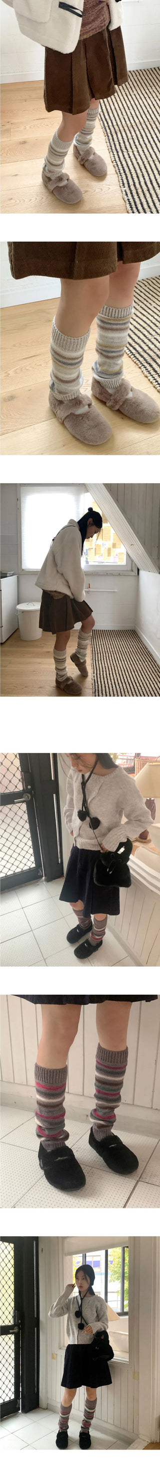 Mozen Vintage Striped Leg Warmers
