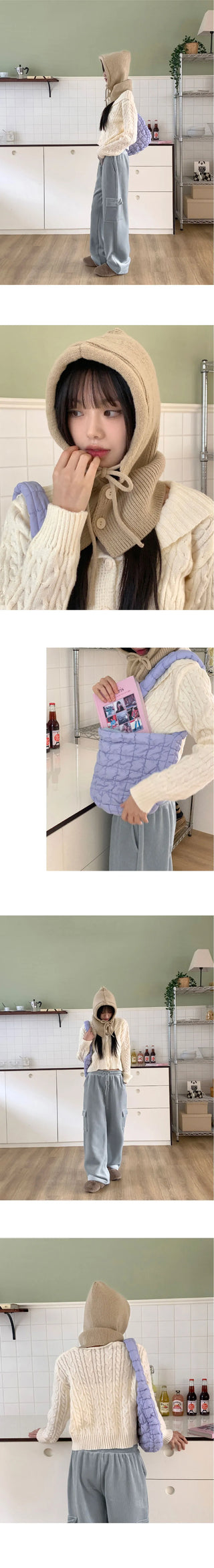 Anne Shawl Collar Twisted Pastel Crop Long Sleeve Knitwear Cardigan