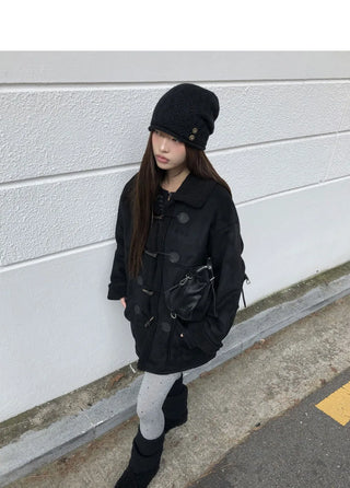 Livin Wool Tteokbokki Midi Shearling Coat