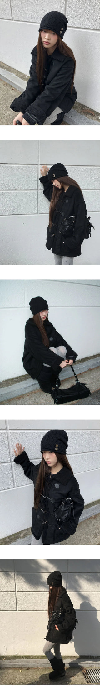 Livin Wool Tteokbokki Midi Shearling Coat