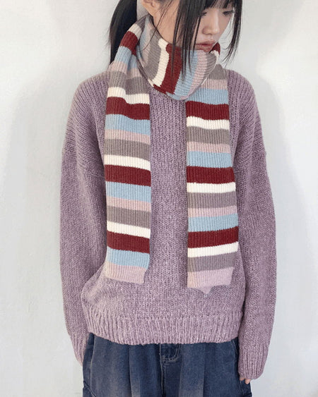 Noven vintage striped color combination long scarf