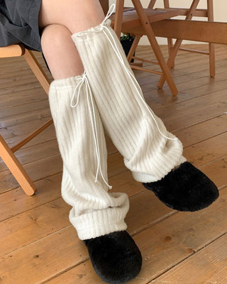 Bael Fleece-lined Flared Ribbed string leg warmers
