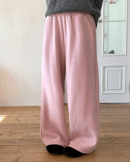 Uno Fleece-lined golden corduroy long wide pants