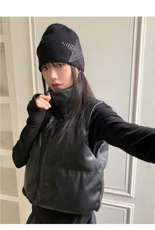 Debbie leather cropped padded vest