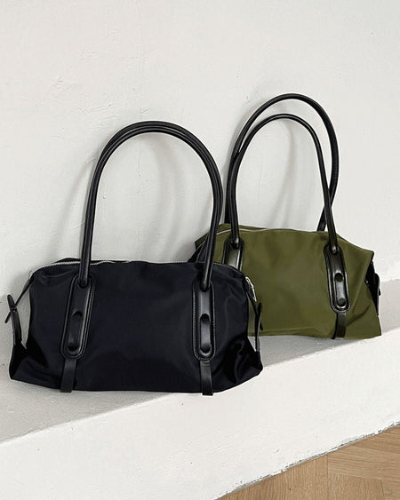 Modic leather color combination nylon shoulder bag