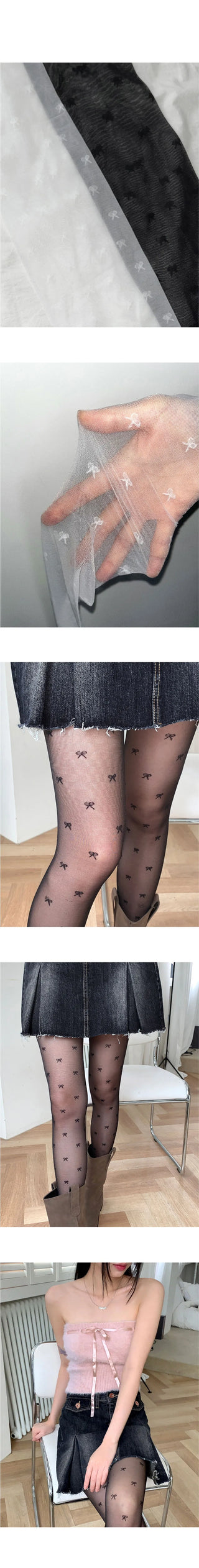 Rugged Ribbon See-through Long Pantyhose