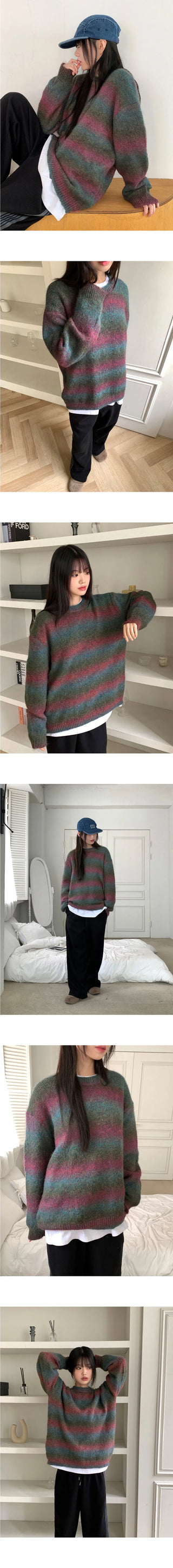 Tums Gradient Striped Mohair Knitwear