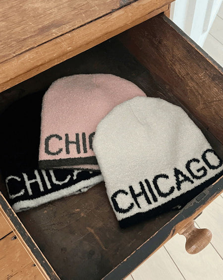Zeta Chicago lettering color scheme Knitwear beanie hat