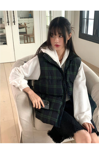 Lentil overfit wellon check padded vest