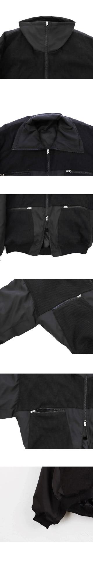 Beckin high-neck Knitwear color combination balloon two-way aviation Jacket