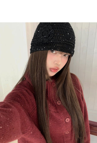 Devin Flower Pendant Knitwear Beanie