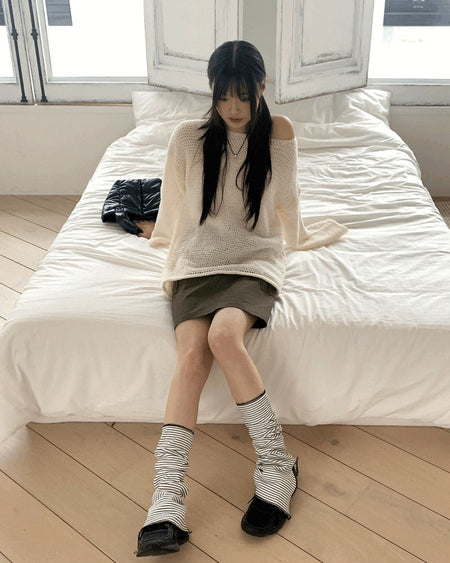 Lipu Boat Neck Overfit Mongle Long Sleeve Knitwear