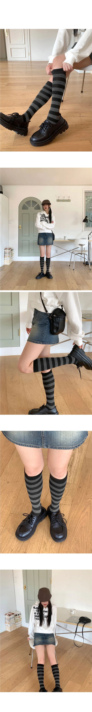 Clop Vintage Striped Long Socks Half Stocking Socks