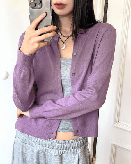 Gello Basic Round Long Sleeve Knitwear Cardigan